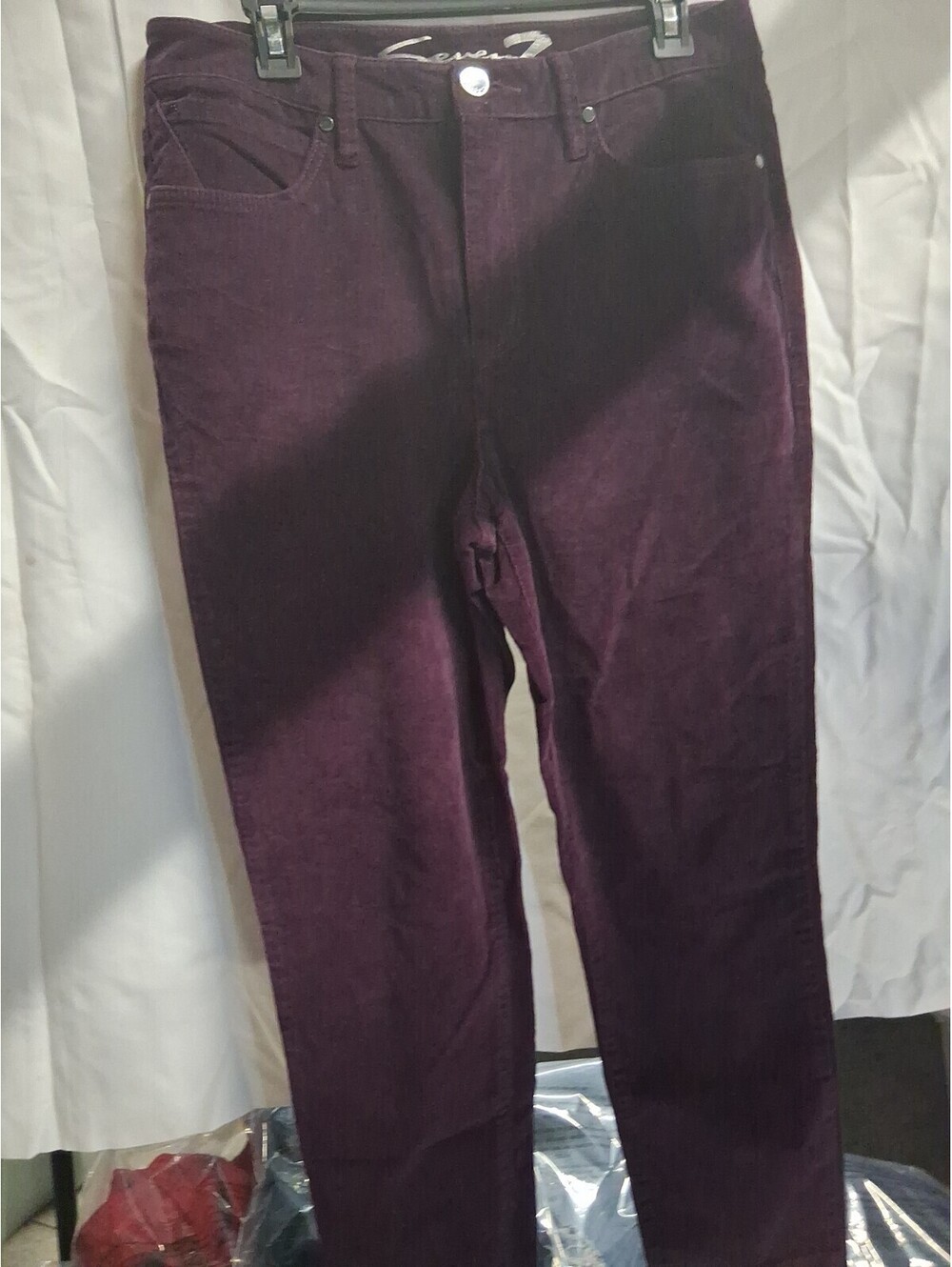 Seven7 Corduroy Pants Womens Size 10 Purple Ultra High Rise Skinny Stretch G2